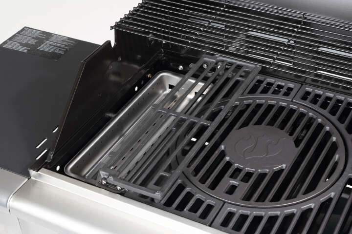 LANDMANN Triton 4.1 Gas- & Holzkohlegrill inkl. Grillaufsatz Edelstahl